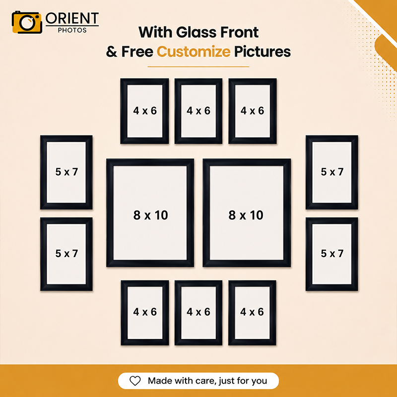 orientphotos collage wall Set of 11 Individual Wall Photo Frames - With Glass Front - Custom Photo Printing - Image 1